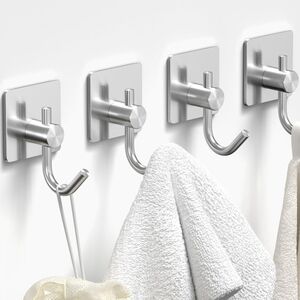 6pc Stainless Steel Wall Hooks - Silver